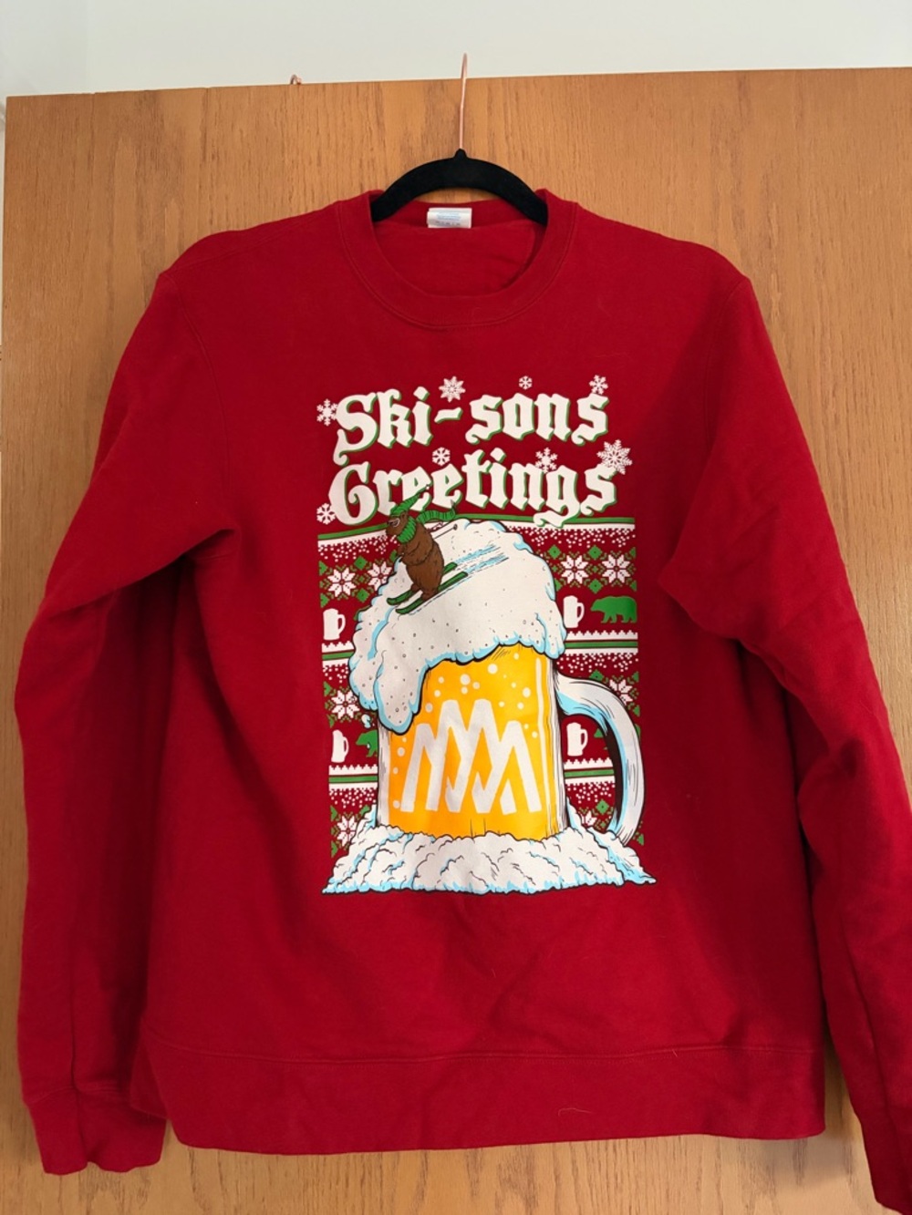 Red Holiday Graphic Crewneck Sweater